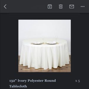 132inch round ivory polyester table clothes (5) Used once at my wedding